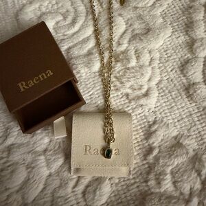 RAEN Gold Necklace with Emerald Green Accent